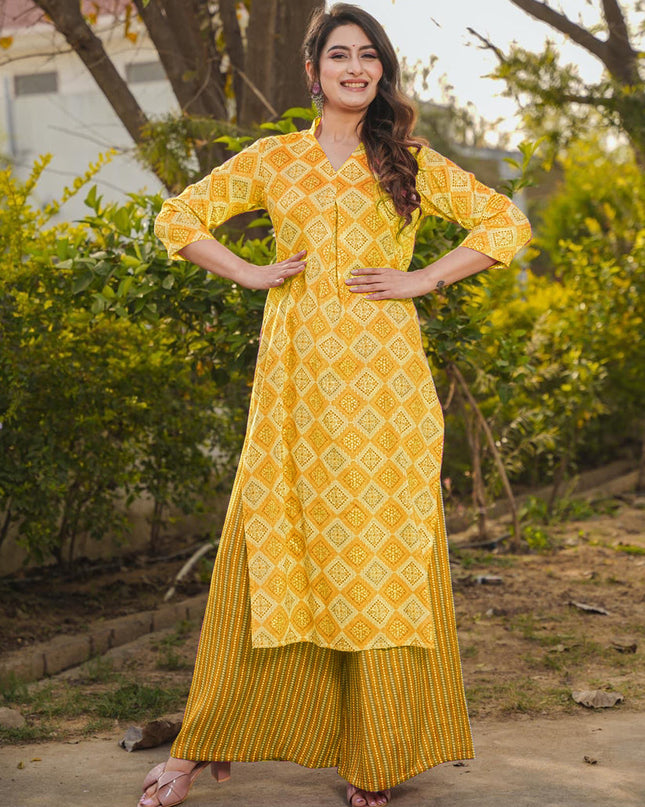 Yellow Pure Rayon Plus Size Kurti