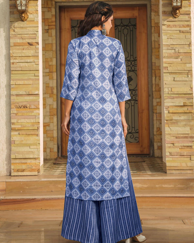 Blue Pure Rayon Plus Size Kurti