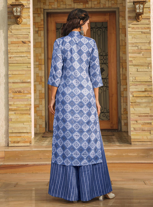 Blue Pure Rayon Plus Size Kurti