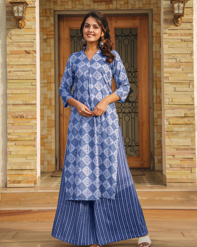 Blue Pure Rayon Plus Size Kurti