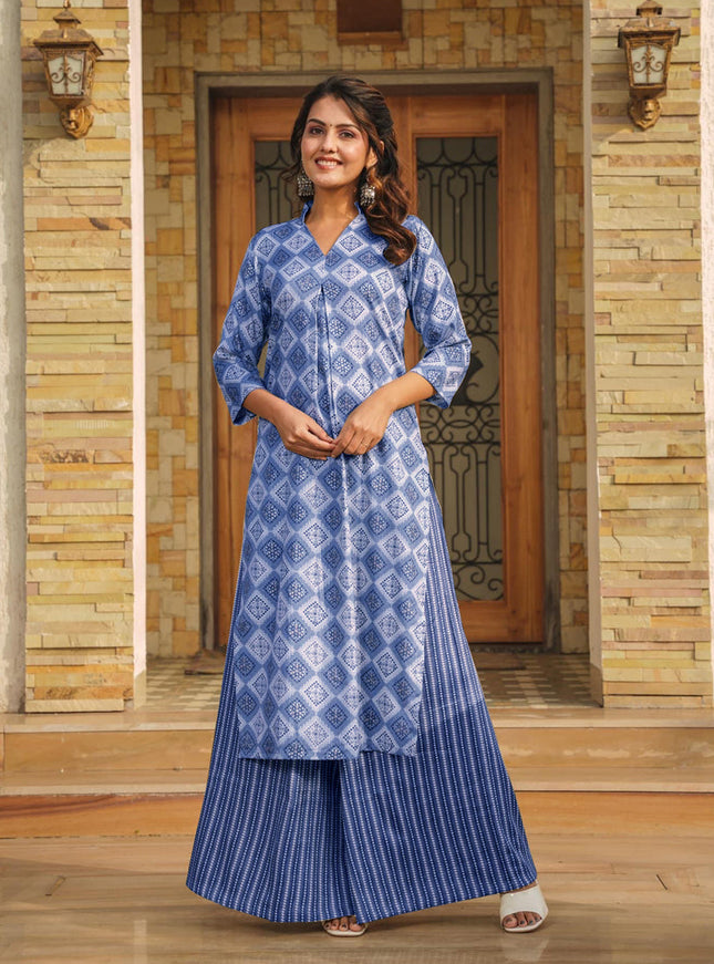 Blue Pure Rayon Plus Size Kurti
