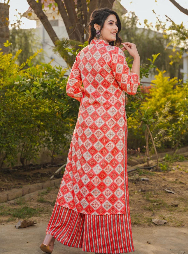 Red Pure Rayon Plus Size Kurti
