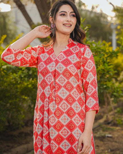 Red Pure Rayon Plus Size Kurti