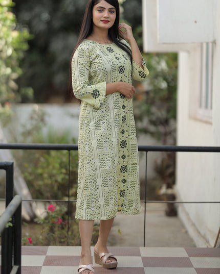 Pastel Green Pure Cotton Printed Kurti