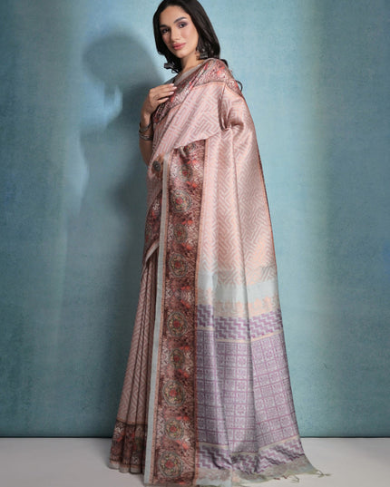 Beige Cotton Silk Zari Woven Saree