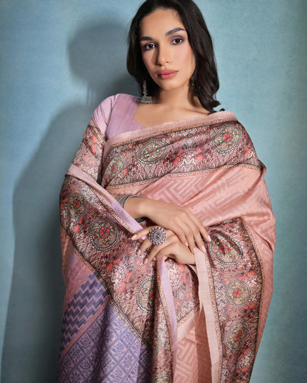 Peach Cotton Silk Zari Woven Saree