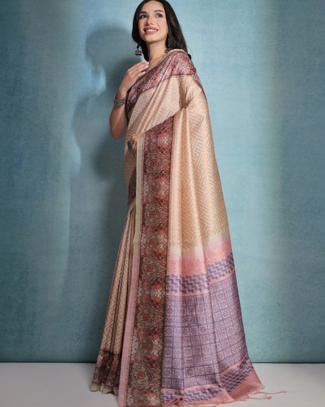 Yellow Cotton Silk Zari Woven Saree