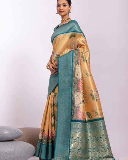 Yellow Tissue Silk Zari Woven Saree