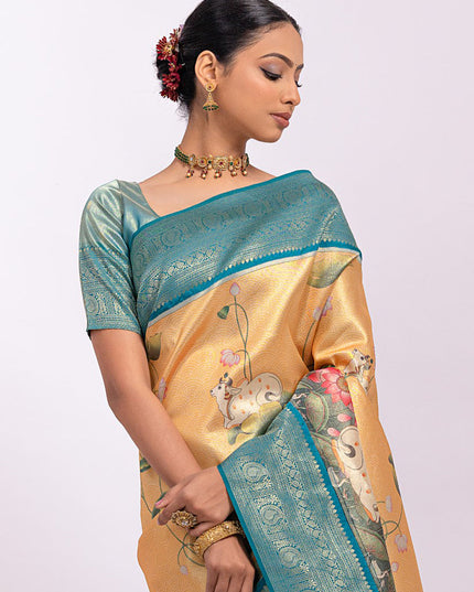 Yellow Tissue Silk Zari Woven Saree
