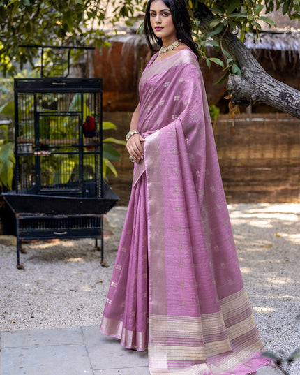Purple Pure Cotton Zari Woven Saree