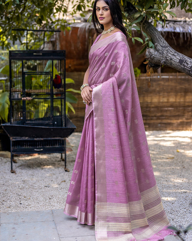 Purple Pure Cotton Zari Woven Saree