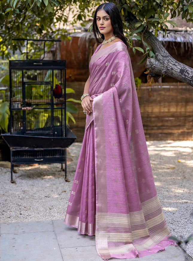 Purple Pure Cotton Zari Woven Saree