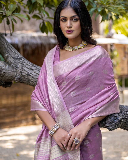 Purple Pure Cotton Zari Woven Saree