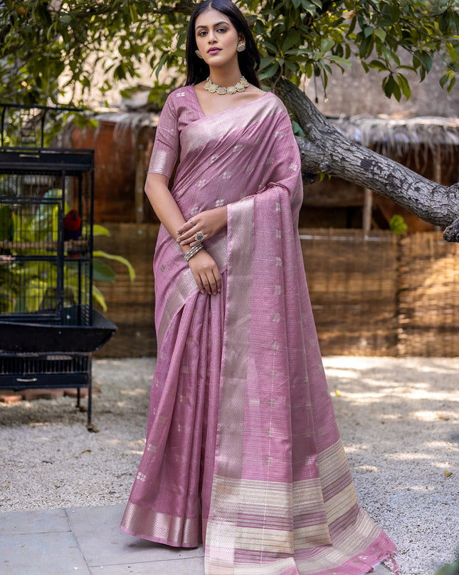 Purple Pure Cotton Zari Woven Saree