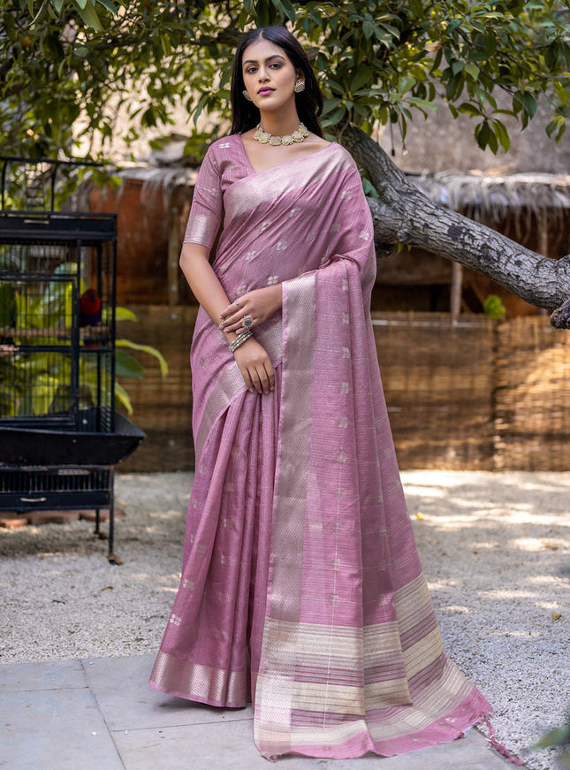 Purple Pure Cotton Zari Woven Saree
