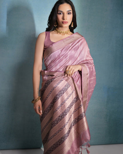 Wine Raw Silk Woven Saree