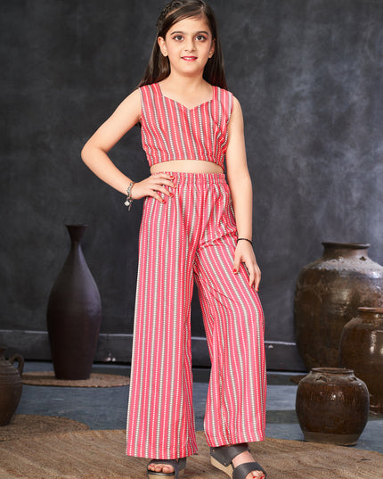 Salmon Pink Rayon Kids IndoWestern with Jacket