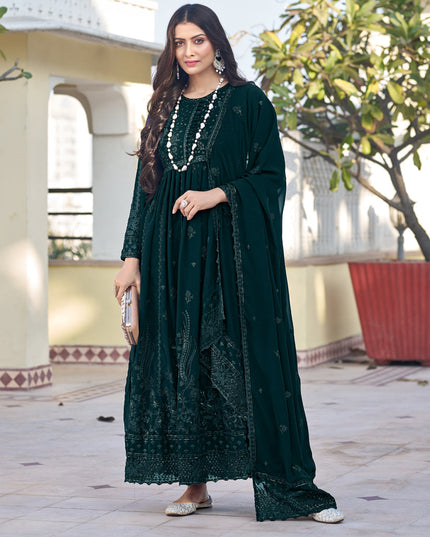 Teal Green Georgette Embroidered Anarkali Suit