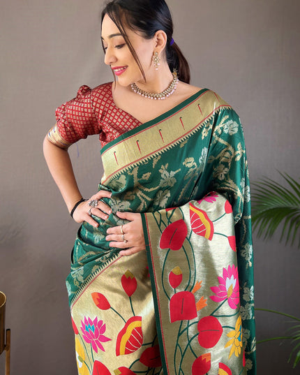Green Silk Woven Work Saree for Festival