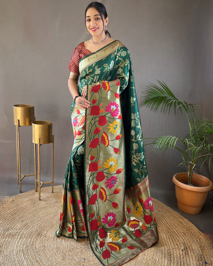 Green Silk Woven Work Saree for Festival
