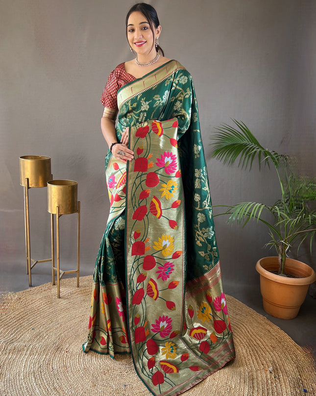 Green Silk Woven Work Saree for Festival