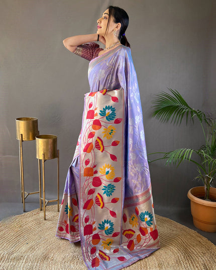 Purple Silk Woven Work Saree for Festival