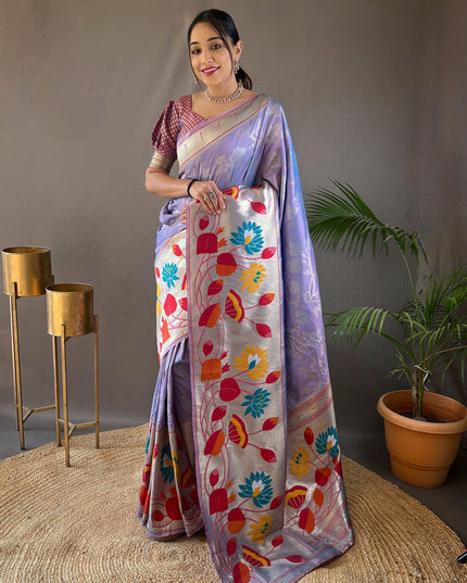 Purple Silk Woven Work Saree for Festival