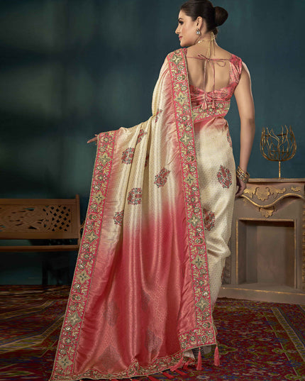 Pink Kanjivaram Silk Embroidered Saree