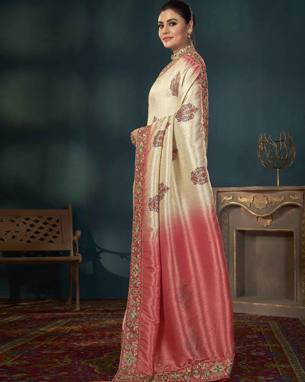 Pink Kanjivaram Silk Embroidered Saree