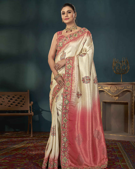 Pink Kanjivaram Silk Embroidered Saree