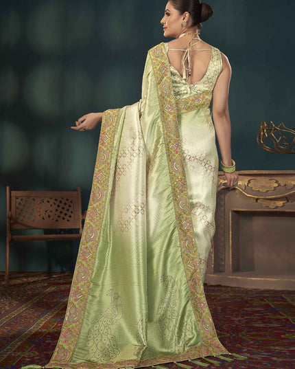 Mehndi Green Kanjivaram Silk Embroidered Saree