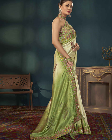 Mehndi Green Kanjivaram Silk Embroidered Saree