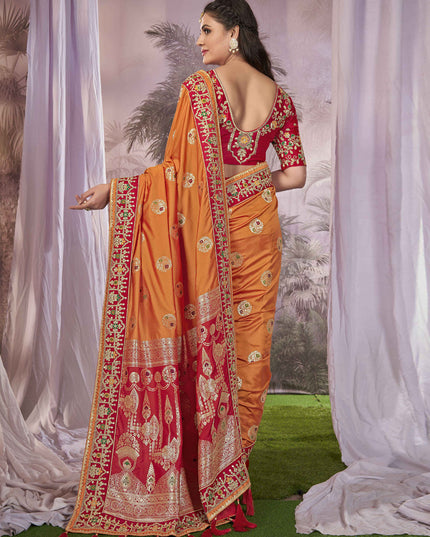 Red Banarasi Silk Embroidered Saree