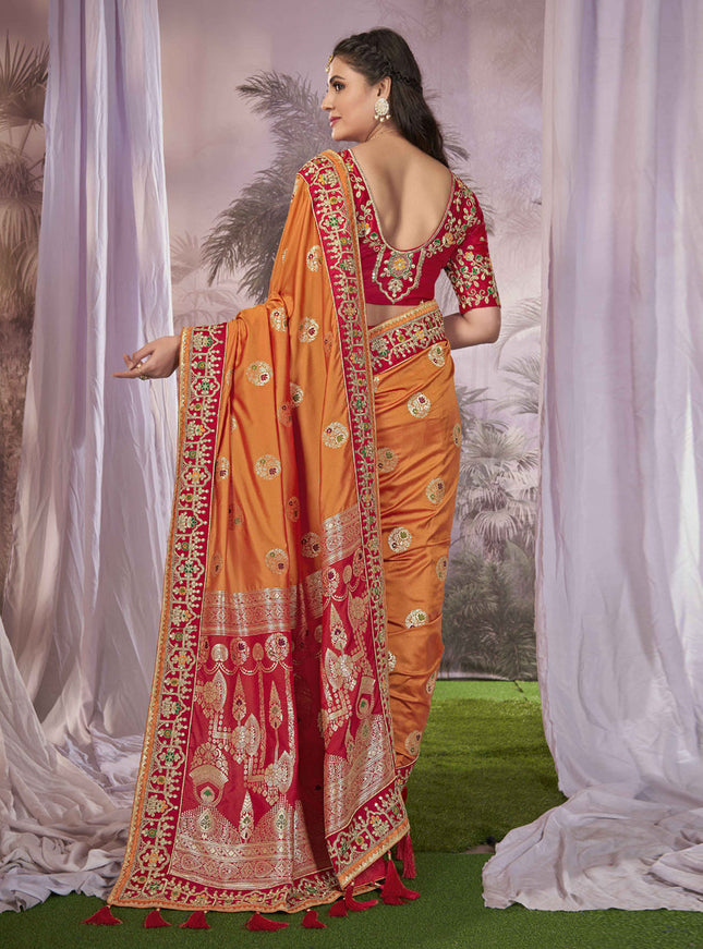 Red Banarasi Silk Embroidered Saree