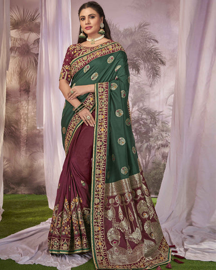 Maroon Banarasi Silk Embroidered Saree