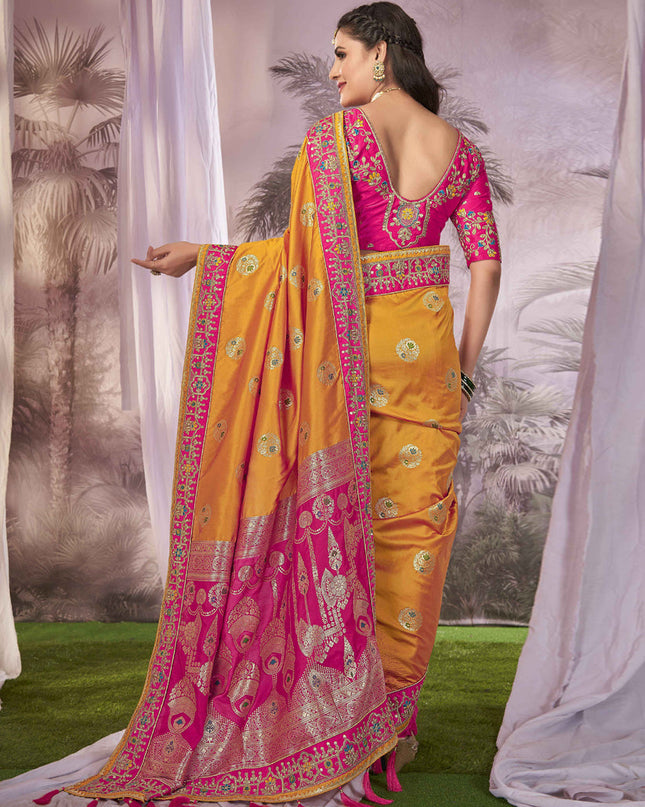 Magenta Banarasi Silk Embroidered Saree