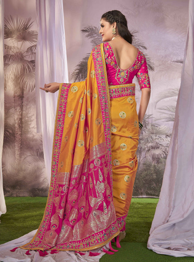 Magenta Banarasi Silk Embroidered Saree