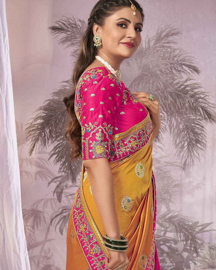 Magenta Banarasi Silk Embroidered Saree