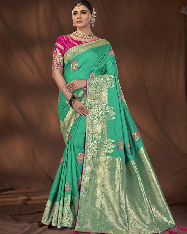 Sea Green Kanjivaram Silk Saree