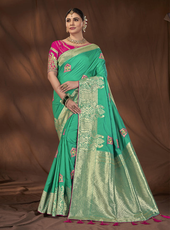 Sea Green Kanjivaram Silk Saree