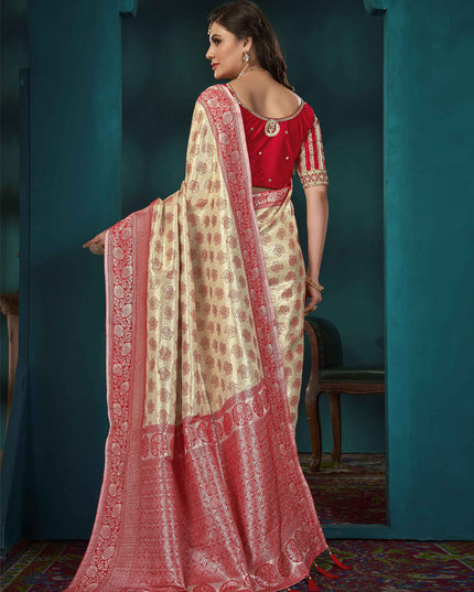 Beige Kanjivaram Silk Saree