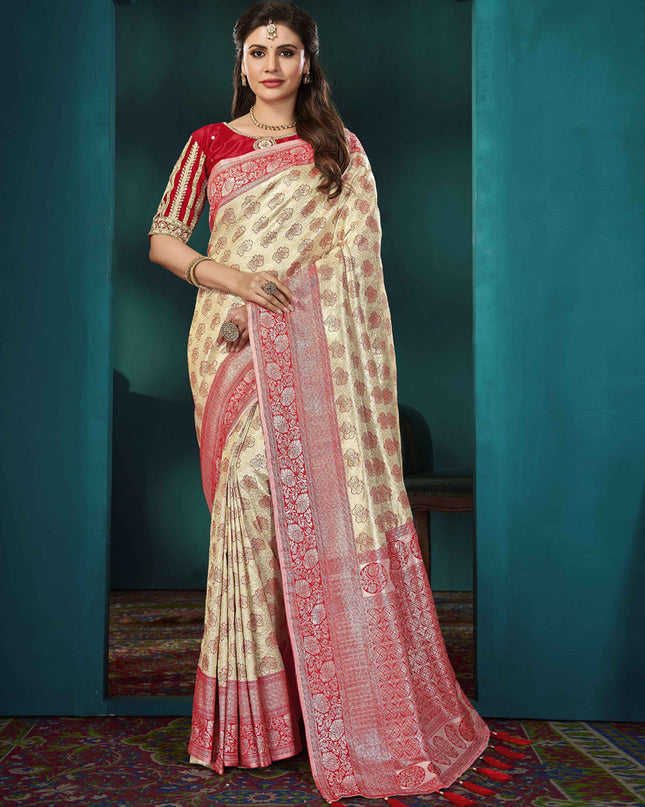 Beige Kanjivaram Silk Saree