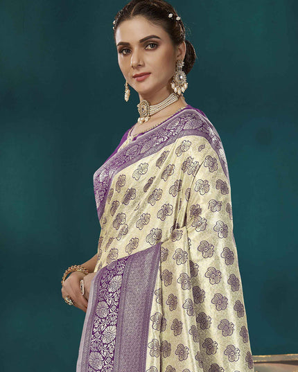 Beige Banarasi Silk Saree