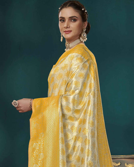 Yellow Banarasi Silk Saree