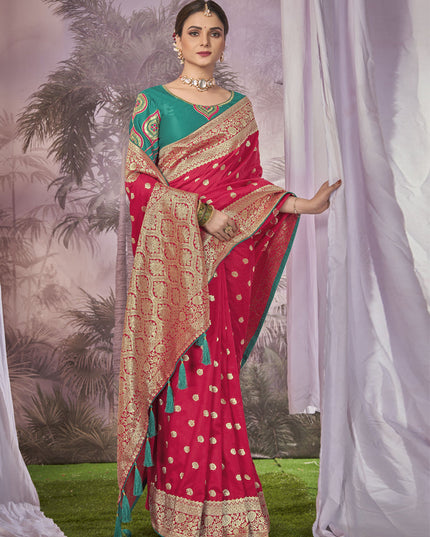 Red Banarasi Silk Embroidered Saree
