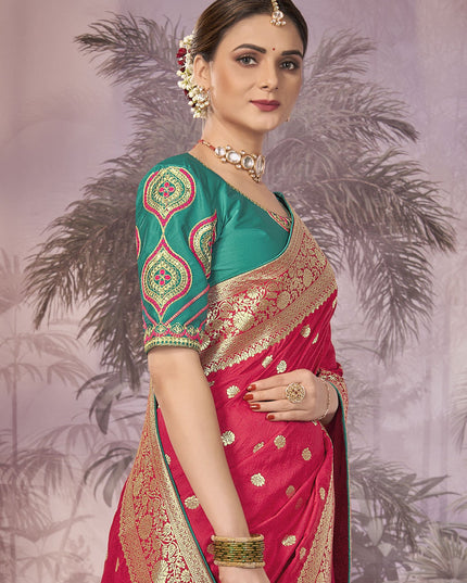 Red Banarasi Silk Embroidered Saree
