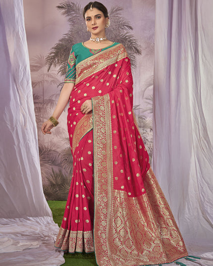 Red Banarasi Silk Embroidered Saree