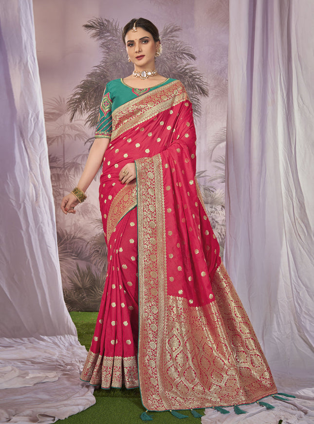 Red Banarasi Silk Embroidered Saree