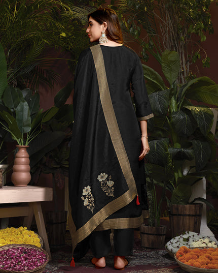 Black Viscose Handwork Readymade Pant Kameez