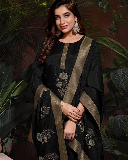 Black Viscose Handwork Readymade Pant Kameez